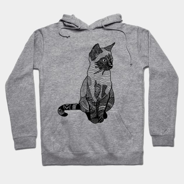 Cat Zentangle Hoodie by RiaoraCreations